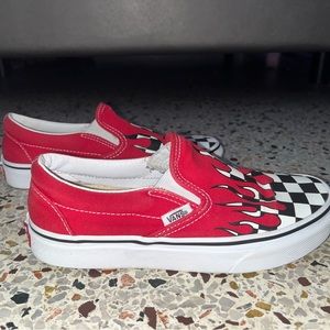 Vans slip on checker flame